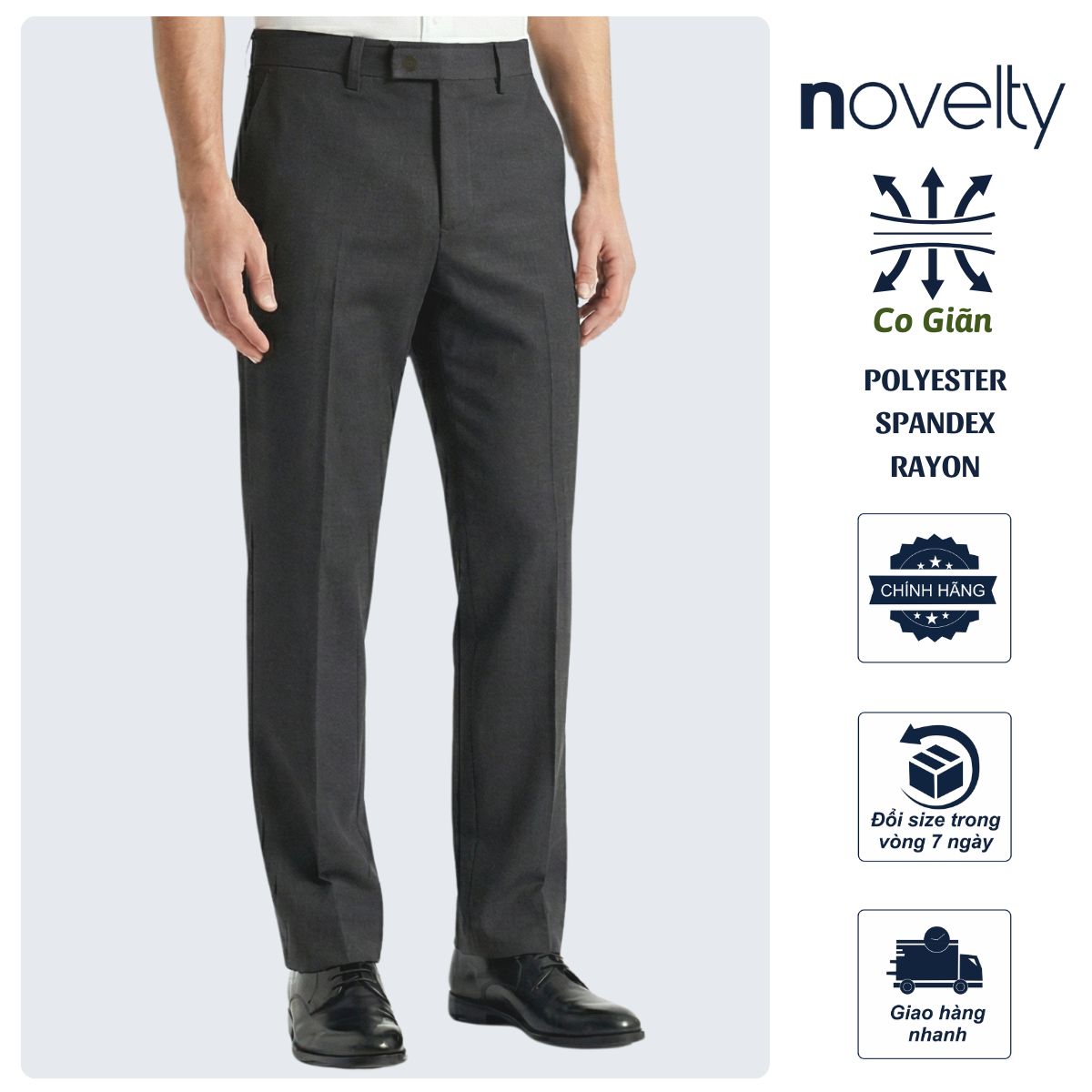 QUẦN TÂY NAM NOVELTY REGULAR FIT 0 PLY XÁM ĐEN NQTMMDMT3R2506690