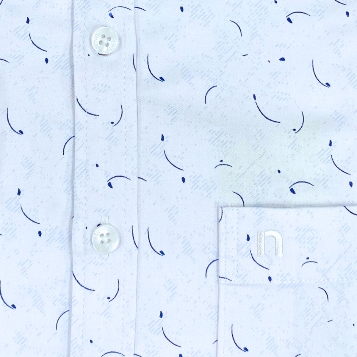 ÁO SƠ MI NAM DÀI TAY NOVELTY REGULAR FIT BAMBOO HOA VĂN XANH TRẮNG NSMMINMT3R250284D