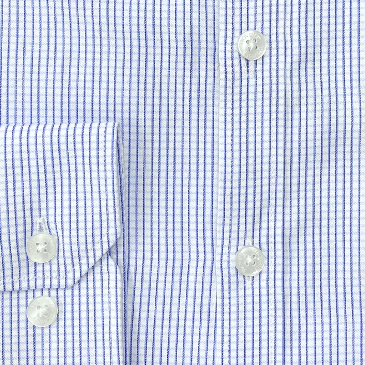 ÁO SƠ MI NAM DÀI TAY NOVELTY REGULAR FIT T/C RECYCLED SỌC NHỎ XANH NSMMSNMRCR250779D