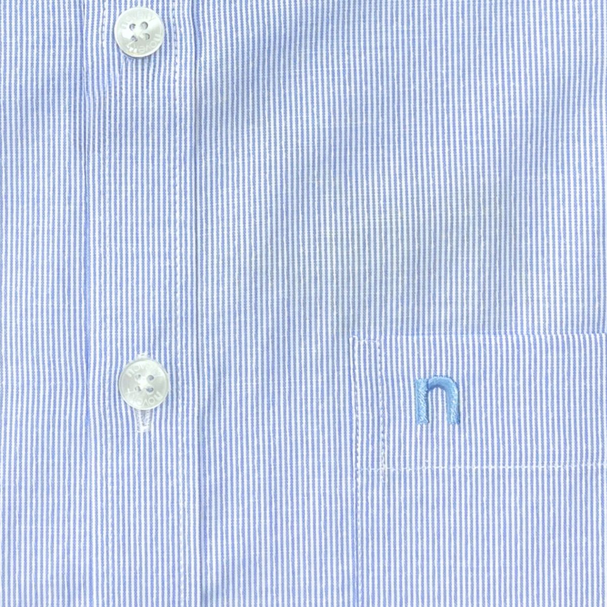 ÁO SƠ MI NAM NGẮN TAY NOVELTY REGULAR FIT T/C RECYCLED SỌC NHỎ XANH NSMMSNMRCR250783N