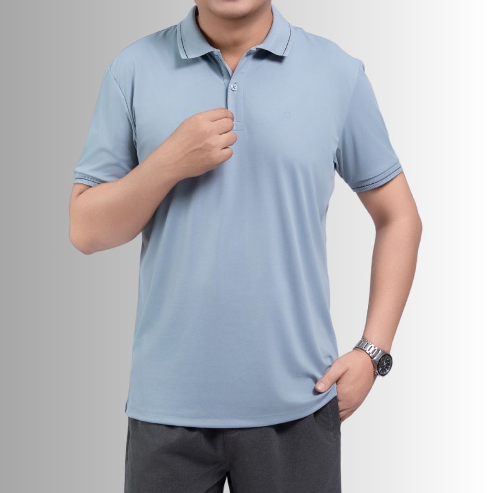 ÁO POLO NAM NOVELTY REGULAR FIT COOL FEELING TRƠN MÀU XANH NHẠT NATMMNMNER260889N