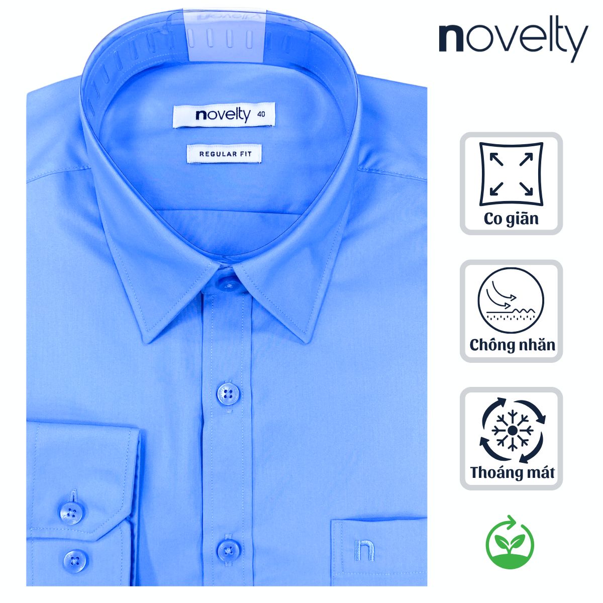 ÁO SƠ MI NAM DÀI TAY NOVELTY REGULAR FIT SPUN MODAL TRƠN MÀU XANH BIỂN ĐẬM NSMMMNMT2R260950D