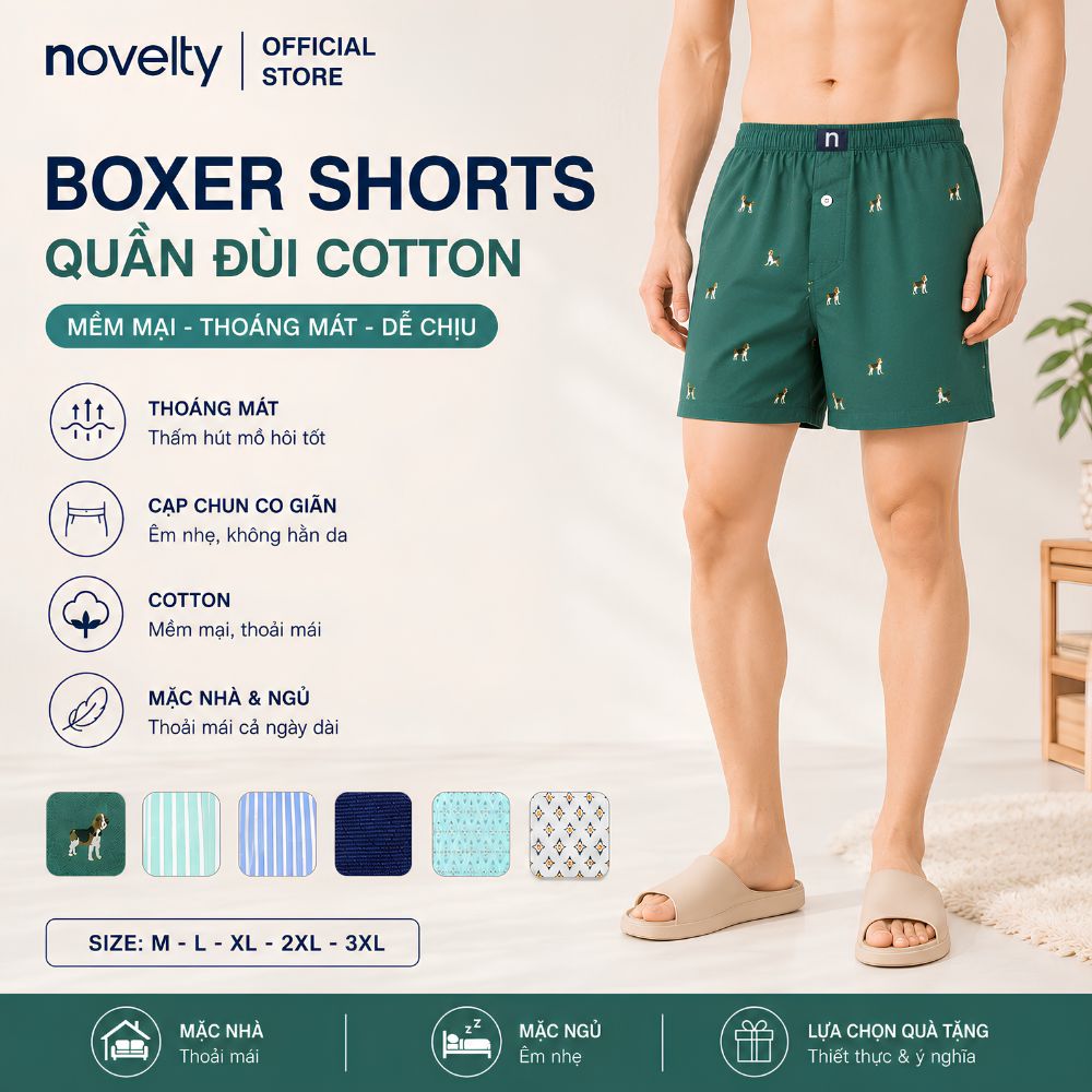 QUẦN ĐÙI NAM DÁNG BOXER NOVELTY CASUAL MÀU NGẪU NHIÊN- HỌA TIẾT ĐA DẠNG TRẺ TRUNG NQDMMDMCTB261239V