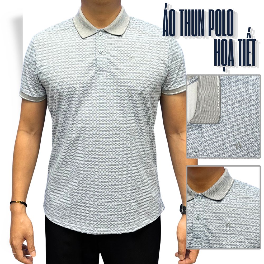 ÁO POLO NAM NOVELTY REGULAR FIT SPUN POLY HOA VĂN XANH LAM NATMINMPLR261176N