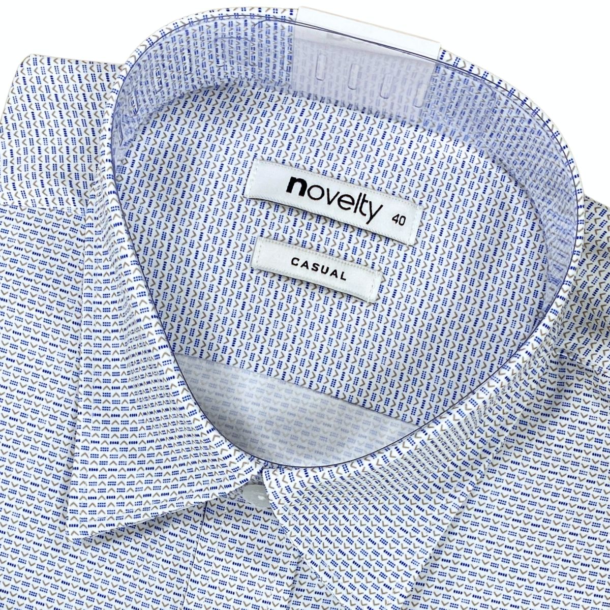 ÁO SƠ MI NAM NGẮN TAY NOVELTY CASUAL SPUN HOA VĂN XANH TRẮNG NSMMINMPSB250392N