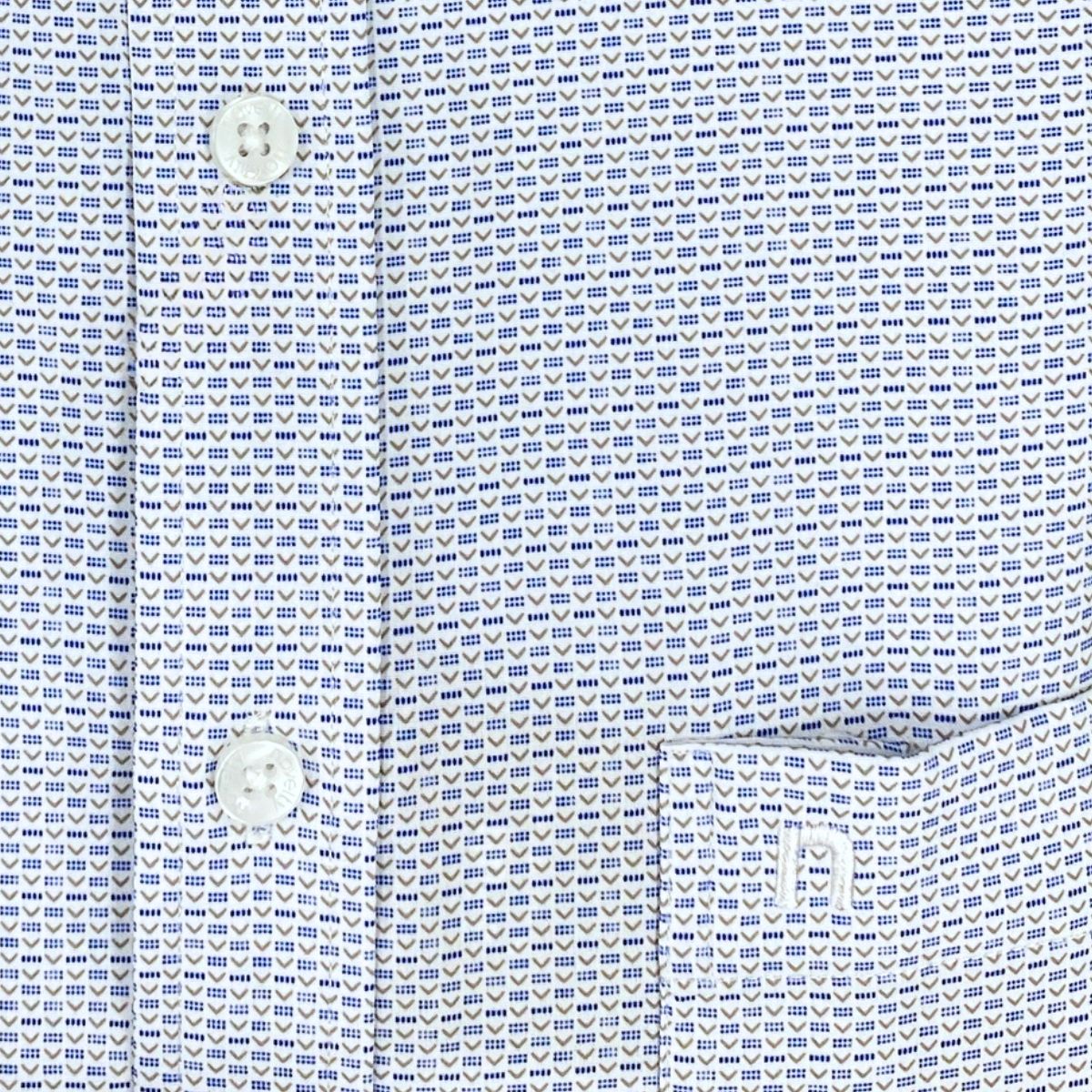 ÁO SƠ MI NAM NGẮN TAY NOVELTY CASUAL SPUN HOA VĂN XANH TRẮNG NSMMINMPSB250392N