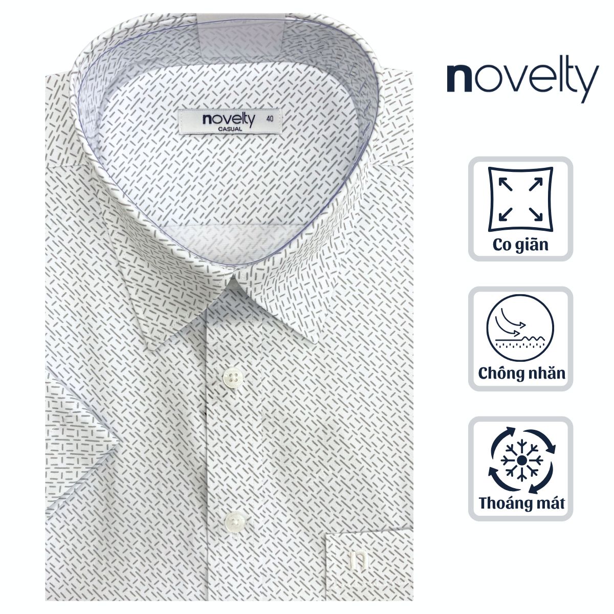 ÁO SƠ MI NAM NGẮN TAY NOVELTY CASUAL SPUN HOA VĂN NÂU NSMMINMSPB260998N