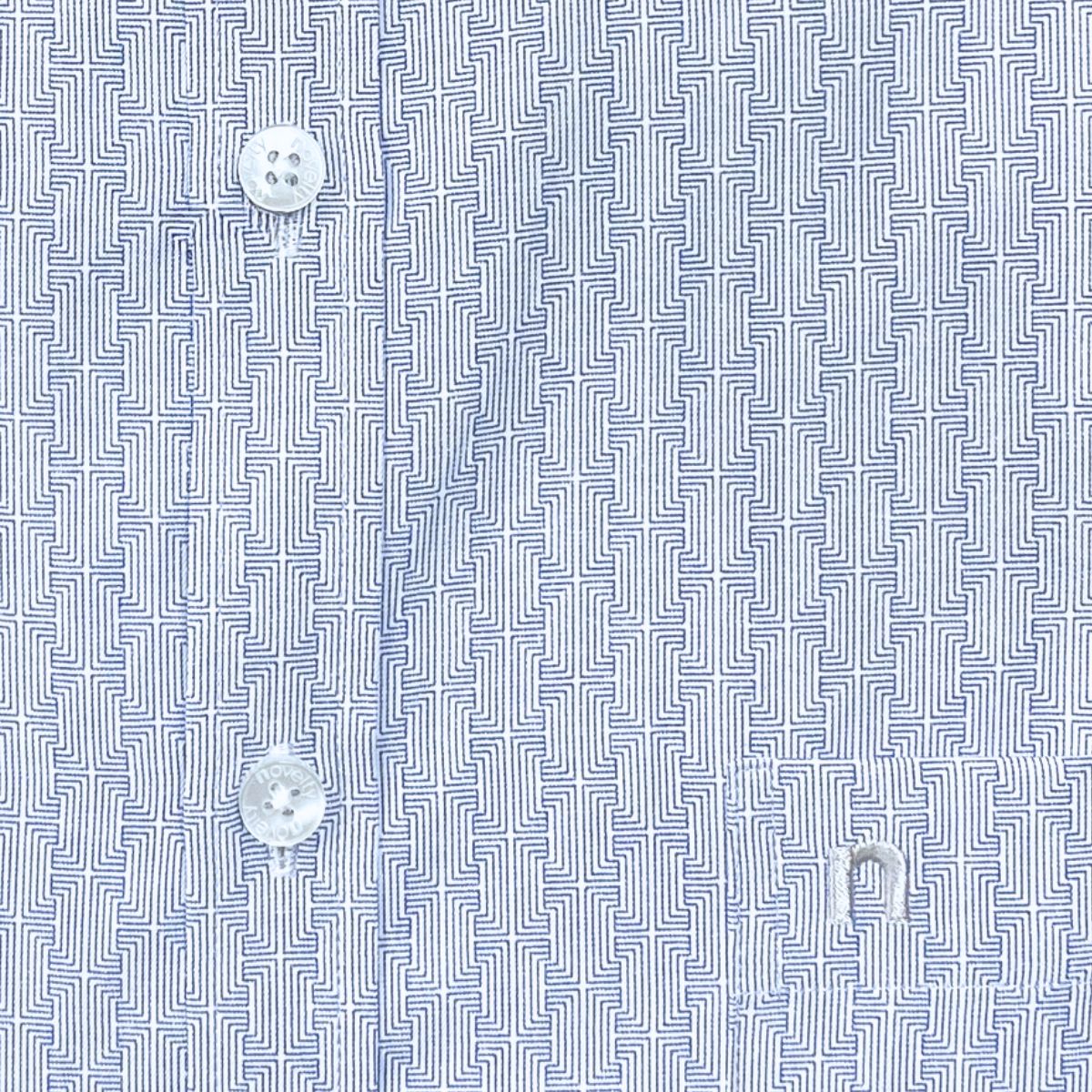 ÁO SƠ MI NAM NGẮN TAY NOVELTY REGULAR FIT T/C RECYCLED HOA VĂN XANH NSMMINMRCR250781N