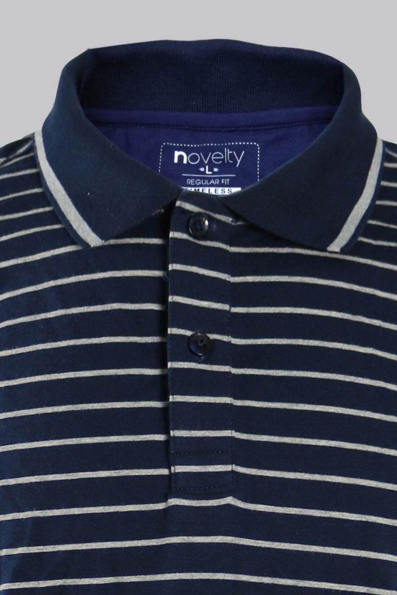 Áo Polo nam Novelty Regular fit xanh sọc xám NATMSNMCSR180034N